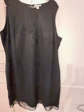 Amanda Smith Black Sleeveless Beaded Shift Dress